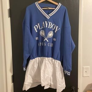 playboy x missguided navy sports club tennis sweater dress